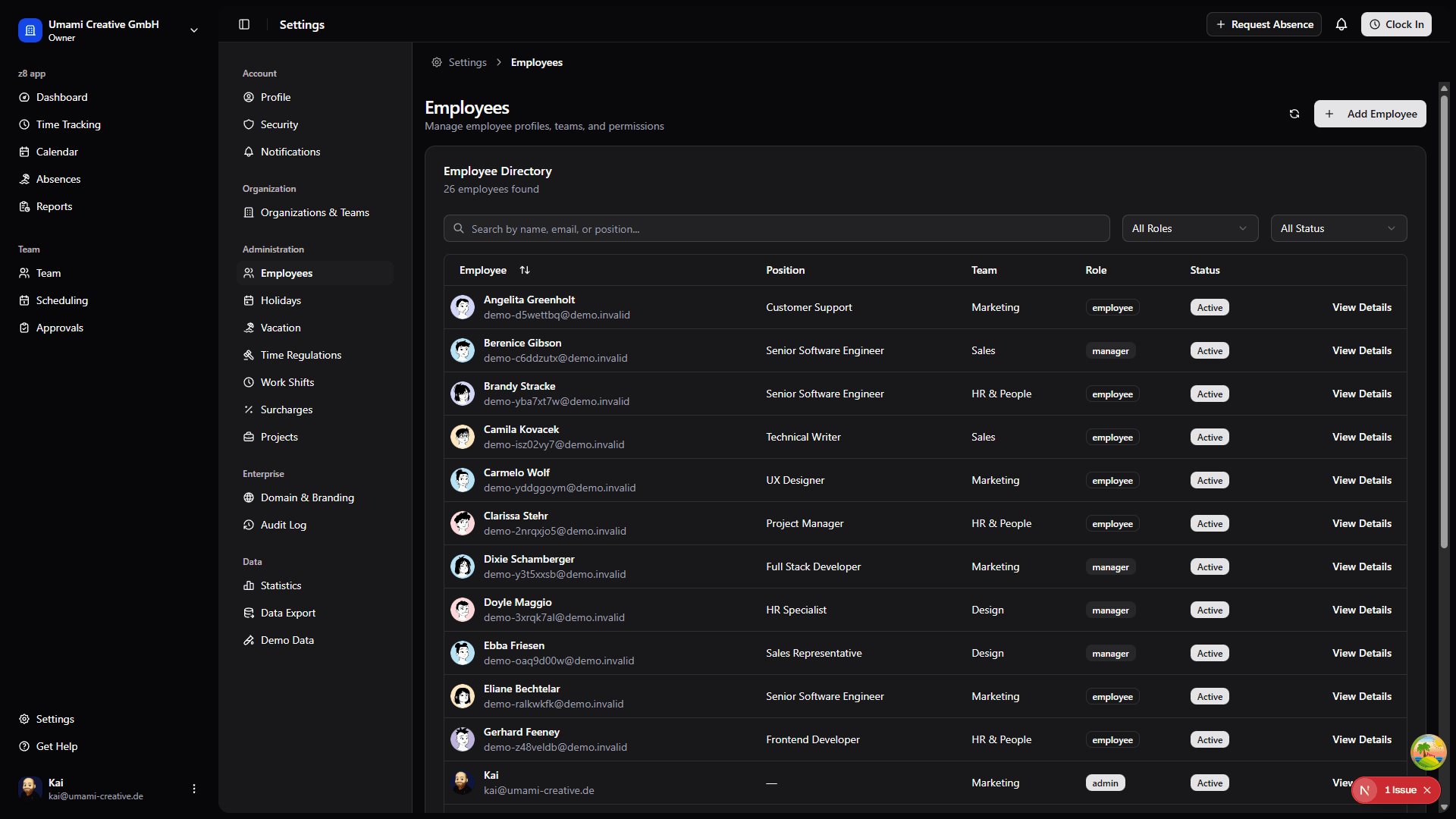 Employees Page